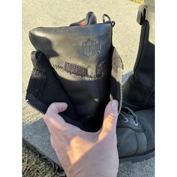 Harley Davidson Black Motorcycle Boots Womens 9 Harnett‎ Black D84472 Bikerchic - Picture 15 of 16